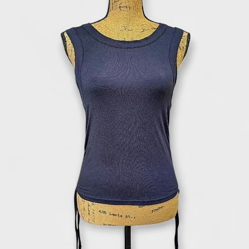 Champion Y2K Athletic Women's Soft Touch Racerback Black Ruched Tank Top, Size M - Picture 2 of 6